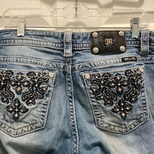 Miss me, mid rise, skinny, jean with silver thread embellishments